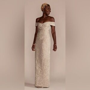 NWT, Oleg Cassini stretch Metallic Jacquard Dress - size 10 blush/ champagne